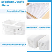 CARLA HOME 2-Tier Dish Drying Rack for Kitchen Counter with Removable Drip Tray, Utensil Holder and Cutlery V178-36249