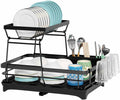 CARLA HOME 2-Tier Dish Drying Rack for Kitchen Counter with Drainboard, Utensil Holder, Cup Rack & Cutlery V178-36250
