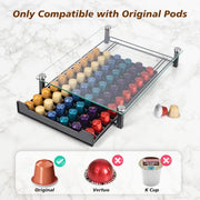 CARLA HOME 60 Coffee Pod Holder Drawer with Tempered Glass Capsule Organizer for Nespresso Pods and Sliding V178-36251