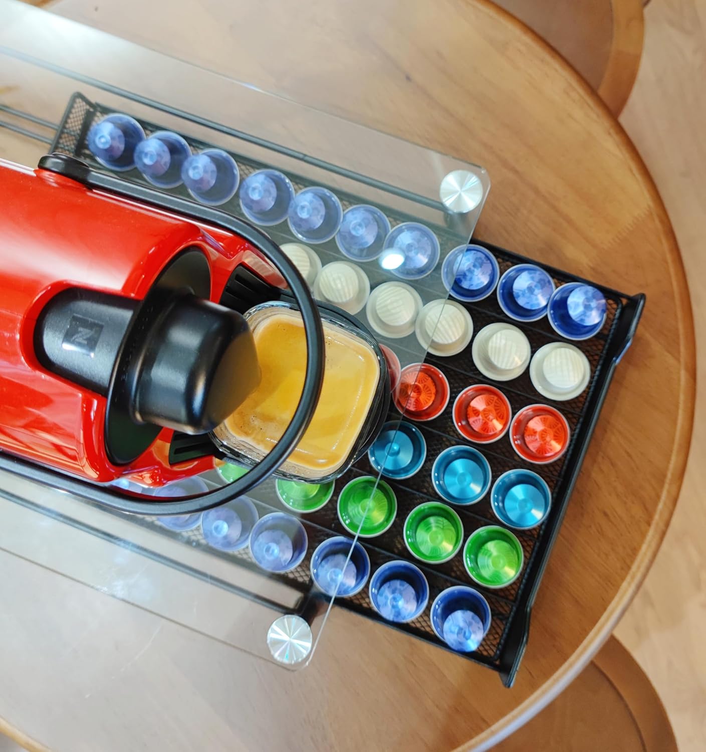 CARLA HOME 60 Coffee Pod Holder Drawer with Tempered Glass Capsule Organizer for Nespresso Pods and Sliding V178-36251