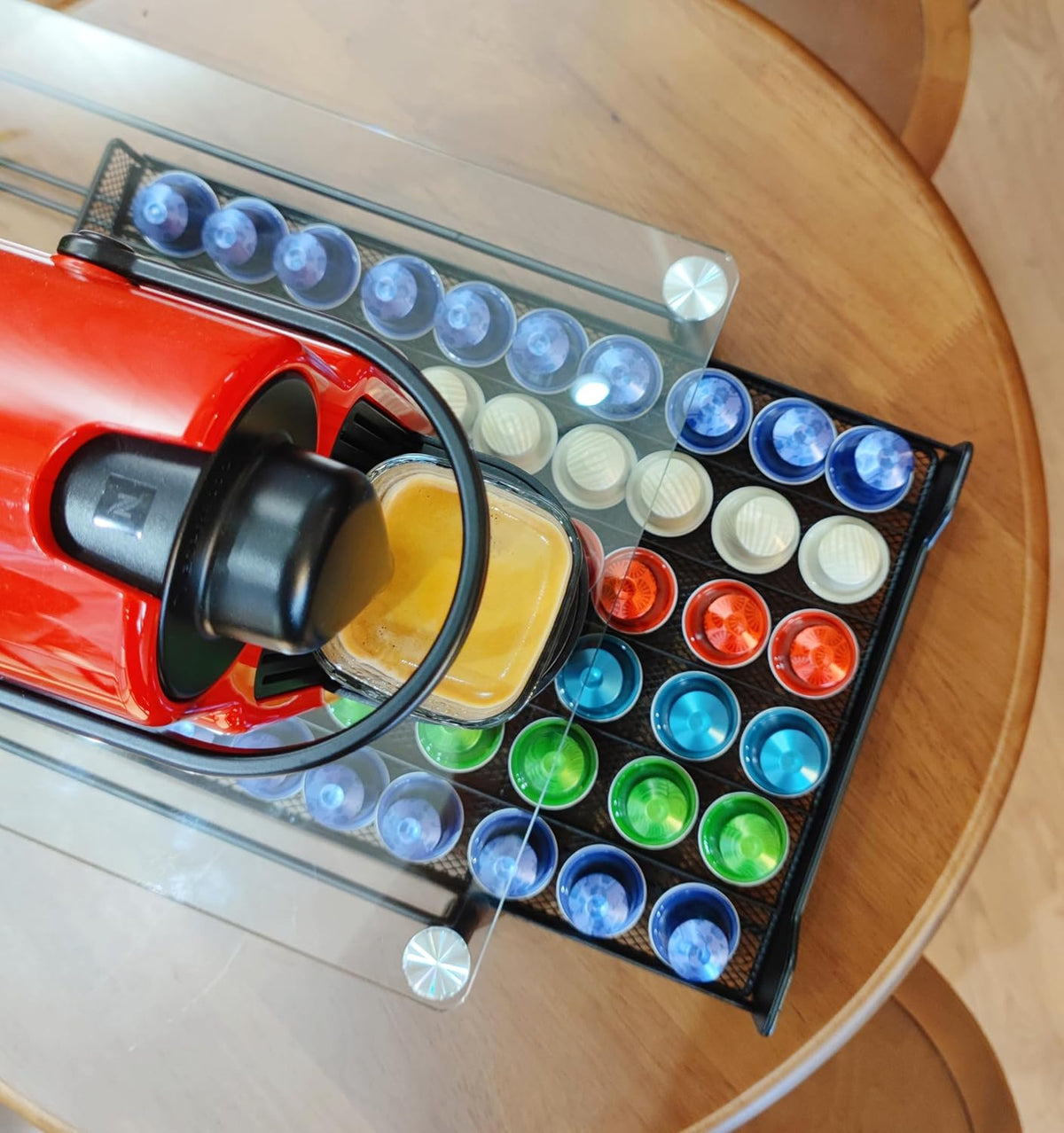 CARLA HOME 60 Coffee Pod Holder Drawer with Tempered Glass Capsule Organizer for Nespresso Pods and Sliding V178-36251