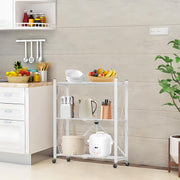CARLA HOME 3-Tier Foldable Storage Shelf with Wheels for Kitchen, Garage, Pantry or Basement (White) V178-36253