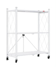 CARLA HOME 3-Tier Foldable Storage Shelf with Wheels for Kitchen, Garage, Pantry or Basement (White) V178-36253