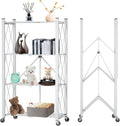 CARLA HOME 4-Tier Foldable Storage Shelf with Wheels for Kitchen, Garage, Pantry or Basement (White) V178-36254