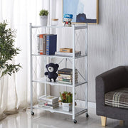 CARLA HOME 4-Tier Foldable Storage Shelf with Wheels for Kitchen, Garage, Pantry or Basement (White) V178-36254