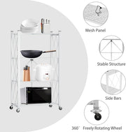 CARLA HOME 4-Tier Foldable Storage Shelf with Wheels for Kitchen, Garage, Pantry or Basement (White) V178-36254