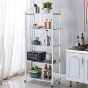 CARLA HOME 5-Tier Foldable Storage Shelf with Wheels for Kitchen, Garage, Pantry or Basement (White) V178-36255