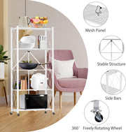 CARLA HOME 5-Tier Foldable Storage Shelf with Wheels for Kitchen, Garage, Pantry or Basement (White) V178-36255