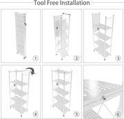 CARLA HOME 5-Tier Foldable Storage Shelf with Wheels for Kitchen, Garage, Pantry or Basement (White) V178-36255