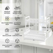 CARLA HOME Dish Drying Rack 2-Tier Kitchen Drainer with Drainboard (White) V178-36256