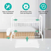 CARLA HOME Dish Drying Rack 2-Tier Kitchen Drainer with Drainboard (White) V178-36256