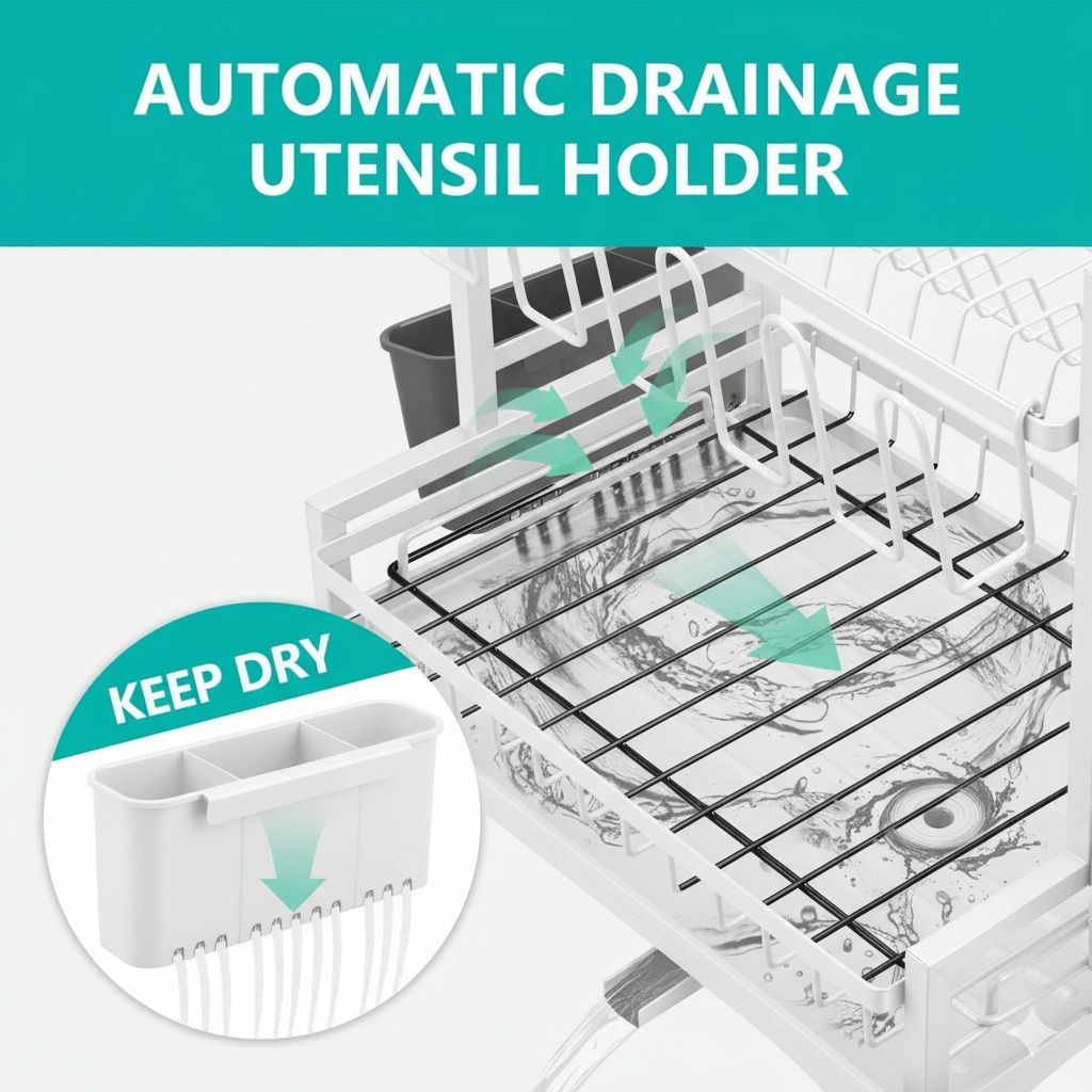 CARLA HOME Dish Drying Rack 2-Tier Kitchen Drainer with Drainboard (White) V178-36256