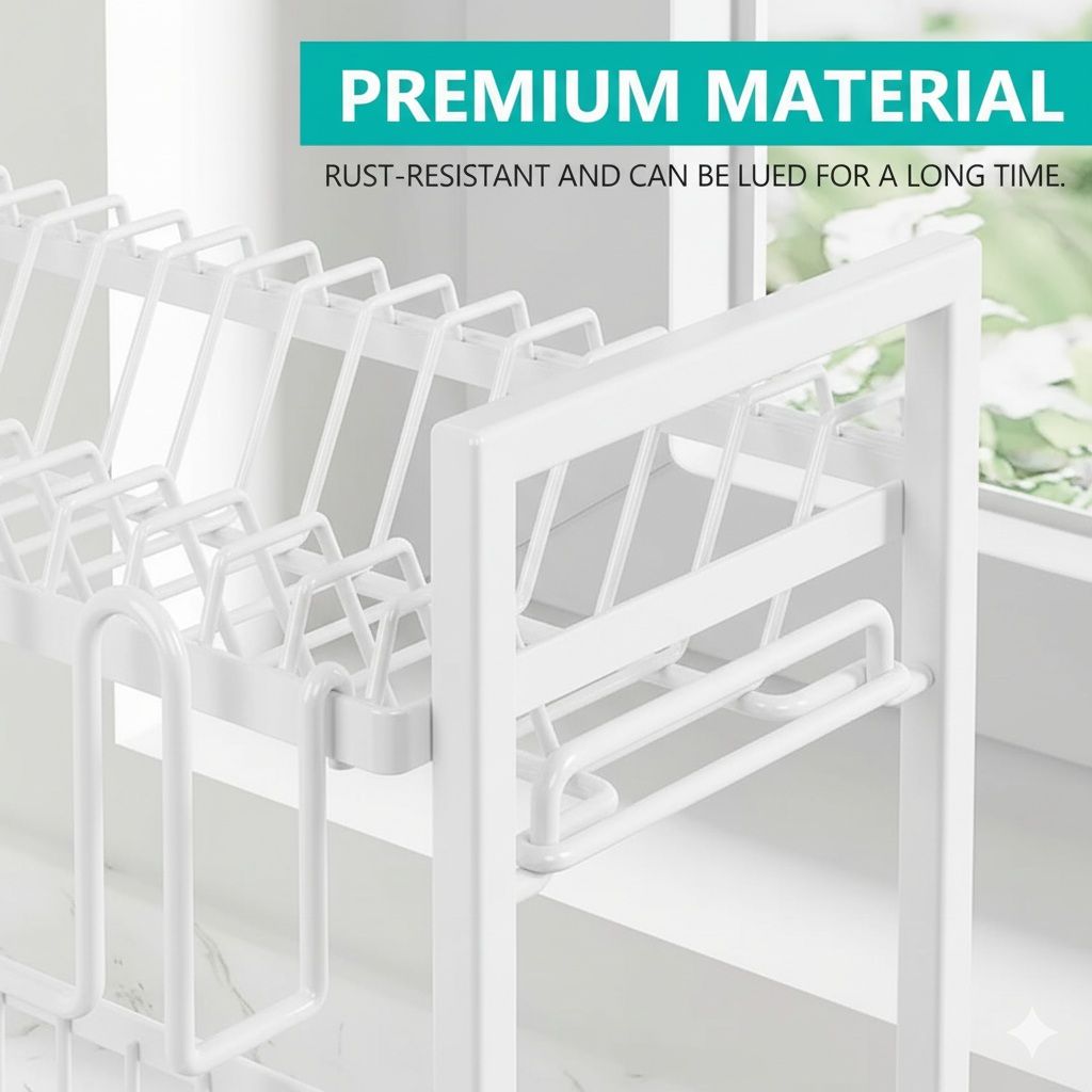 CARLA HOME Dish Drying Rack 2-Tier Kitchen Drainer with Drainboard (White) V178-36256