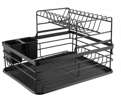 CARLA HOME 2-Tier Dish Drying Rack for Kitchen Counter with Removable Drip Tray, Utensil Holder and Cutlery V178-36257