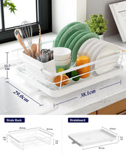 CARLA HOME Dish Drying Rack for Kitchen Counter with Removable Drip Tray, Utensil Holder and Cutlery Organizer V178-36258