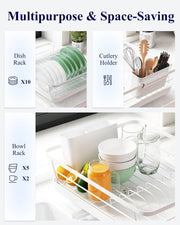 CARLA HOME Dish Drying Rack for Kitchen Counter with Removable Drip Tray, Utensil Holder and Cutlery Organizer V178-36258