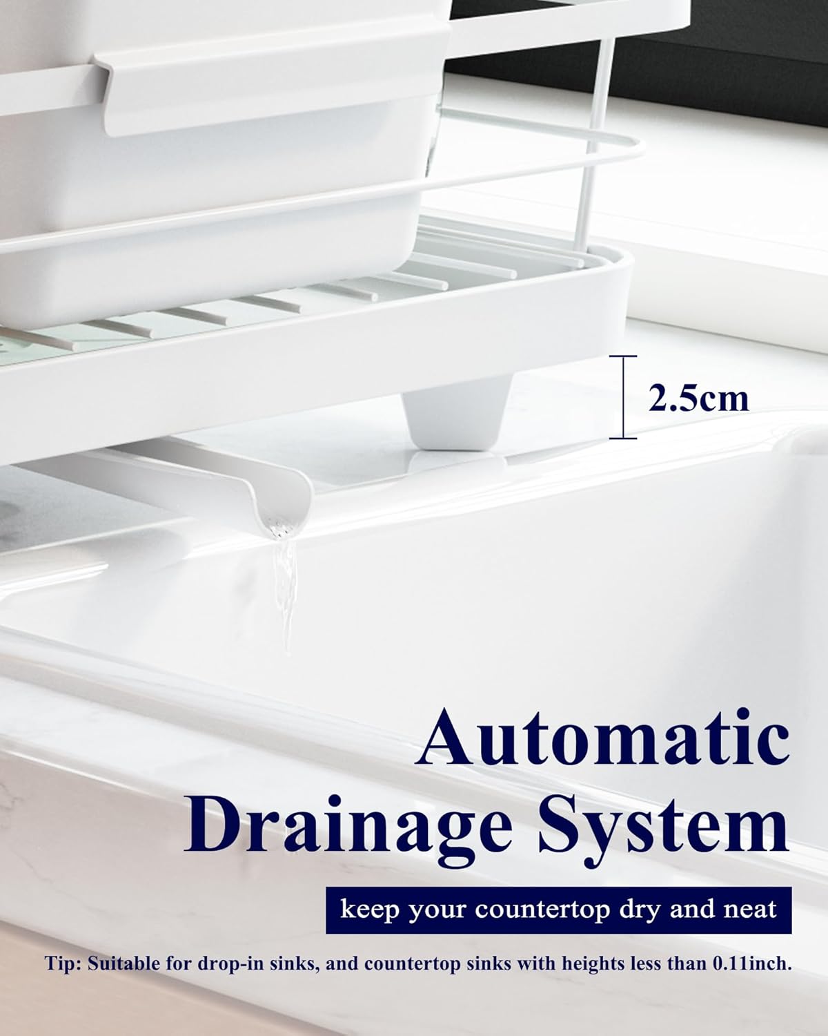 CARLA HOME Dish Drying Rack for Kitchen Counter with Removable Drip Tray, Utensil Holder and Cutlery Organizer V178-36258