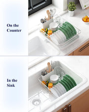 CARLA HOME Dish Drying Rack for Kitchen Counter with Removable Drip Tray, Utensil Holder and Cutlery Organizer V178-36258