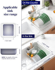 CARLA HOME Dish Drying Rack for Kitchen Counter with Removable Drip Tray, Utensil Holder and Cutlery Organizer V178-36258