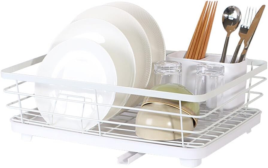 CARLA HOME Dish Drying Rack for Kitchen Counter with Removable Drip Tray, Utensil Holder and Cutlery Organizer V178-36258