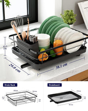 CARLA HOME Dish Drying Rack for Kitchen Counter with Removable Drip Tray, Utensil Holder and Cutlery Organizer V178-36260
