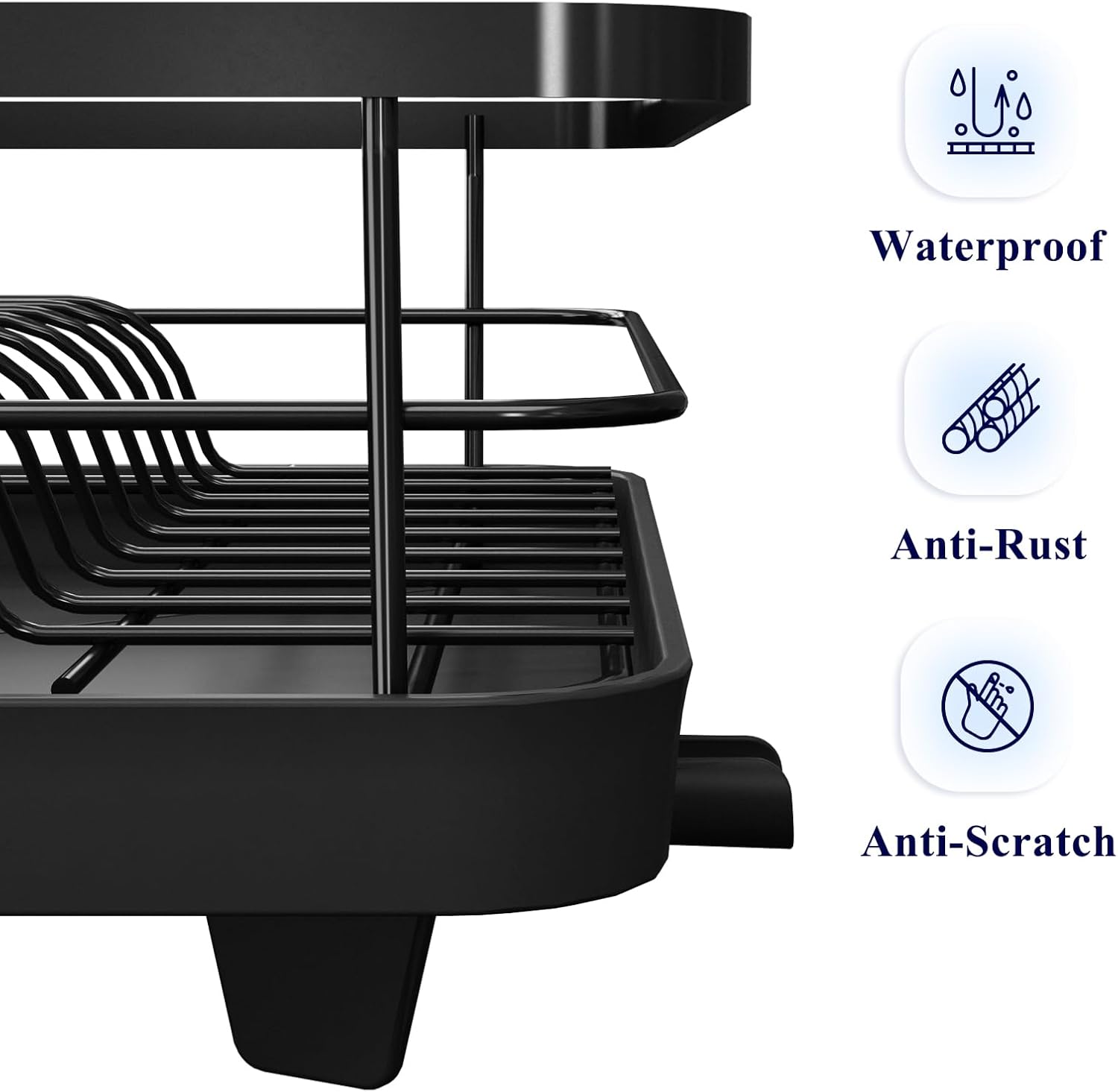 CARLA HOME Dish Drying Rack for Kitchen Counter with Removable Drip Tray, Utensil Holder and Cutlery Organizer V178-36260