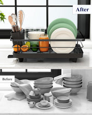 CARLA HOME Dish Drying Rack for Kitchen Counter with Removable Drip Tray, Utensil Holder and Cutlery Organizer V178-36260