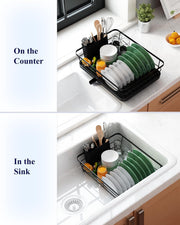 CARLA HOME Dish Drying Rack for Kitchen Counter with Removable Drip Tray, Utensil Holder and Cutlery Organizer V178-36260