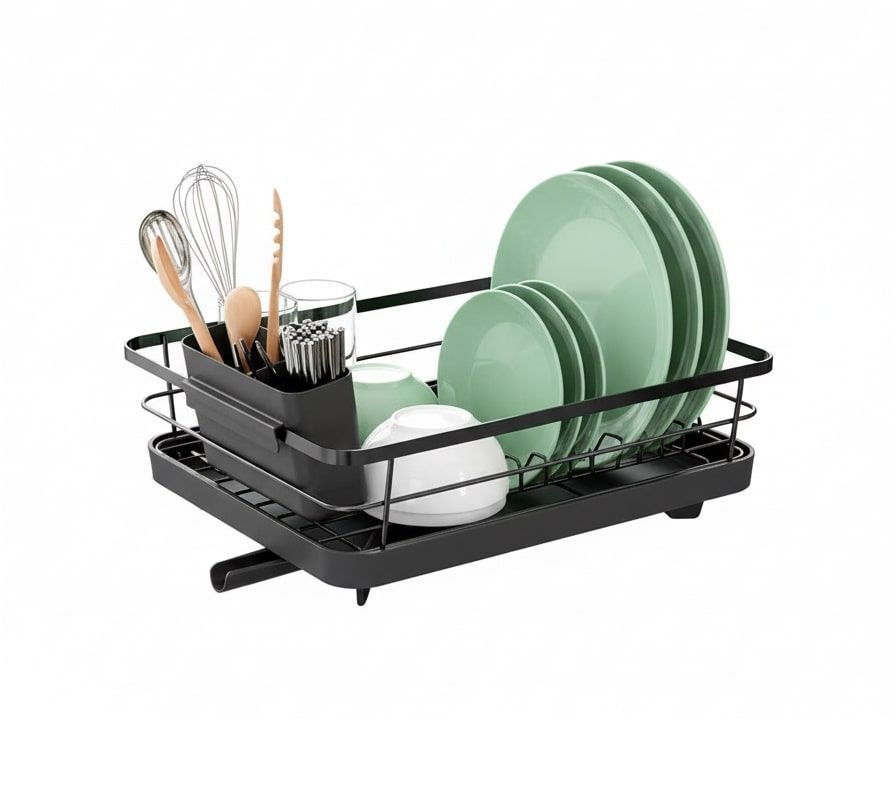 CARLA HOME Dish Drying Rack for Kitchen Counter with Removable Drip Tray, Utensil Holder and Cutlery Organizer V178-36260