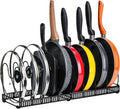 CARLA HOME Expandable Pot and Pan Organizer Rack for Cabinet with 10 Adjustable Dividers, Lid & Cookware V178-36261