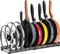 CARLA HOME Expandable Pot and Pan Organizer Rack for Cabinet with 10 Adjustable Dividers, Lid & Cookware V178-36261