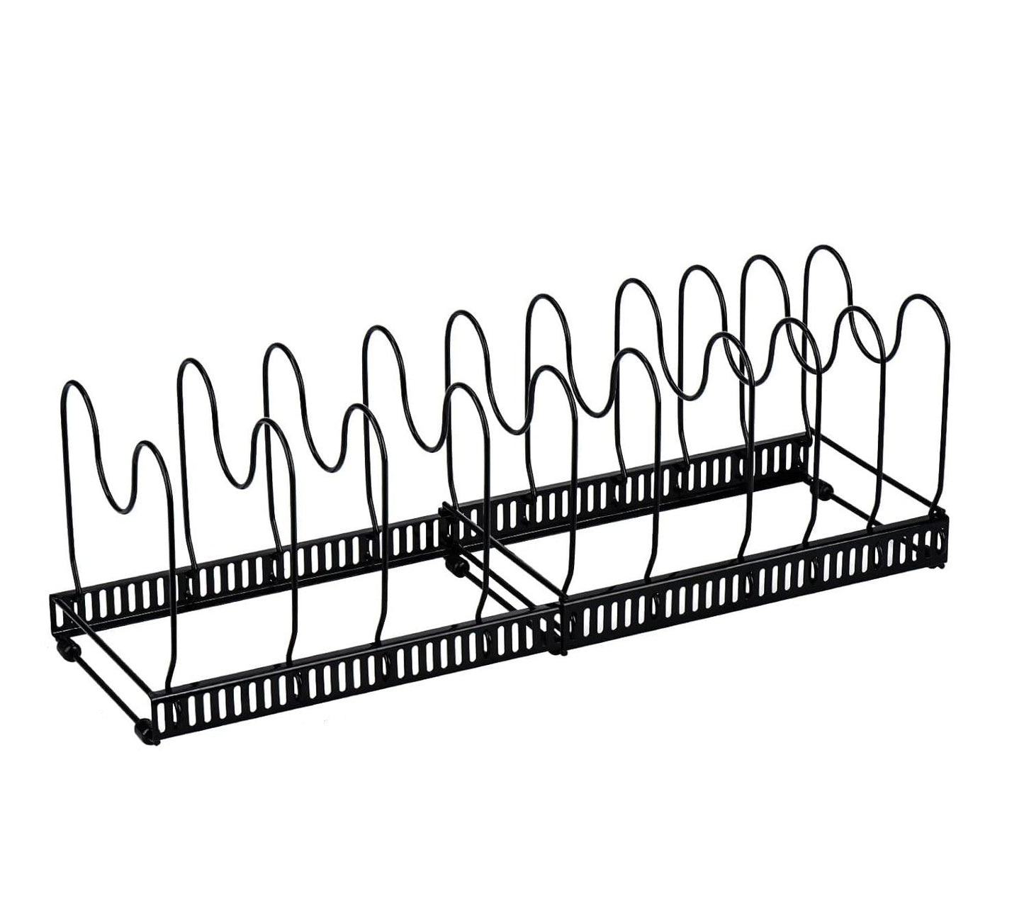 CARLA HOME Expandable Pot and Pan Organizer Rack for Cabinet with 10 Adjustable Dividers, Lid & Cookware V178-36261