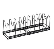 CARLA HOME Expandable Pot and Pan Organizer Rack for Cabinet with 10 Adjustable Dividers, Lid & Cookware V178-36261