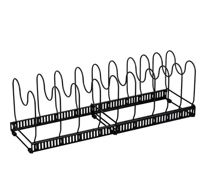 CARLA HOME Expandable Pot and Pan Organizer Rack for Cabinet with 10 Adjustable Dividers, Lid & Cookware V178-36261