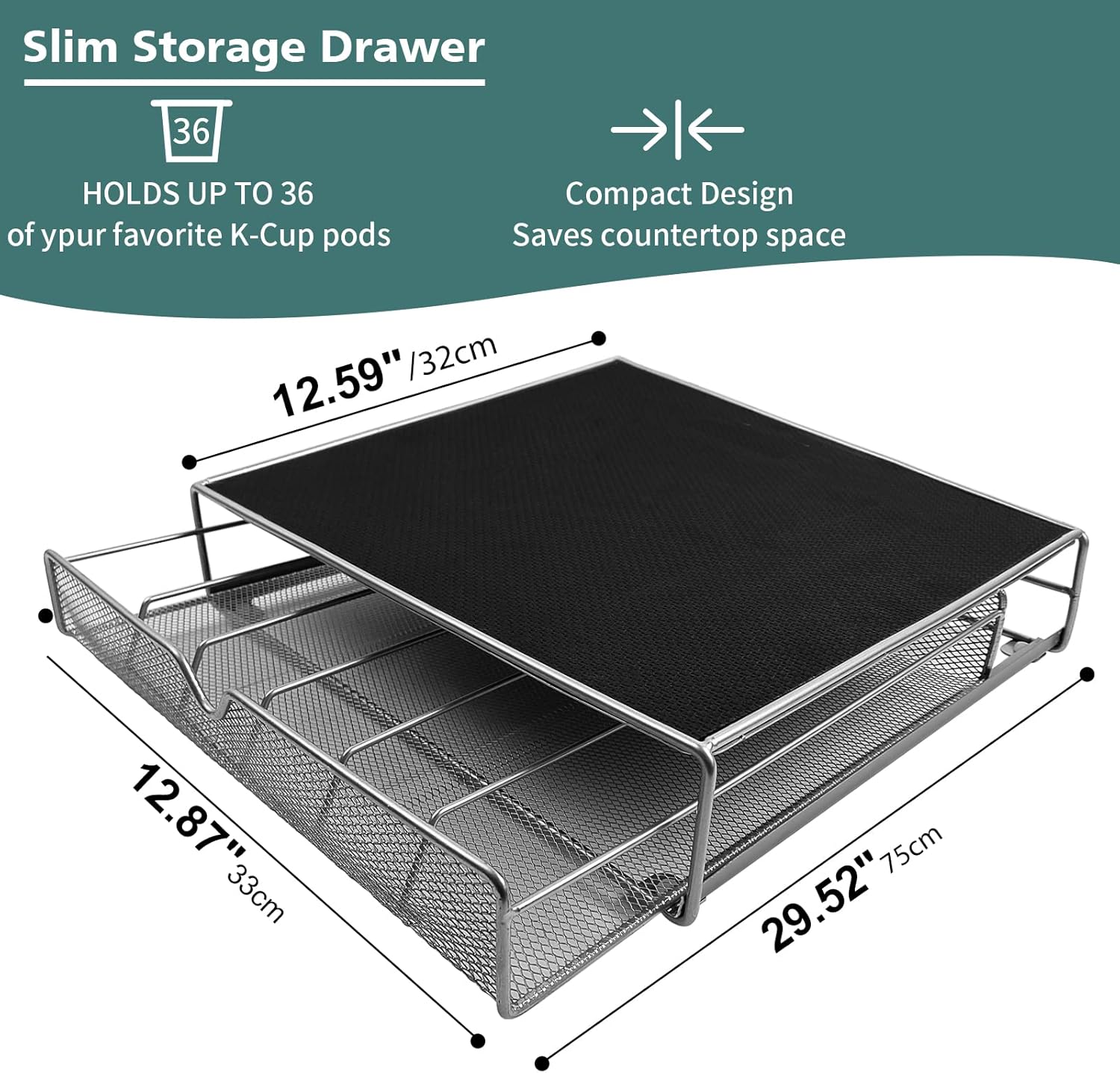 CARLA HOME K-Cup Coffee Pod Drawer for 36 Coffee Pods Storage for Home Kitchen Counter Organizer V178-36262
