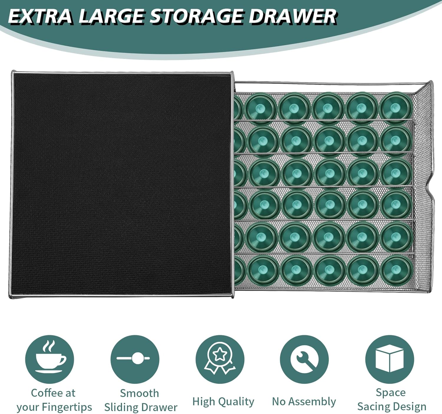 CARLA HOME K-Cup Coffee Pod Drawer for 36 Coffee Pods Storage for Home Kitchen Counter Organizer V178-36262