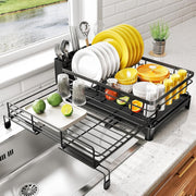 CARLA HOME Expandable Dish Drying Rack with Drainage Spout, Utensil Holder & Drainboardfor Kitchen Countertop V178-36264