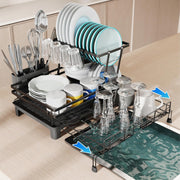 CARLA HOME Expandable Dish Drying Rack with Drainage Spout, Utensil Holder & Drainboardfor Kitchen Countertop V178-36265