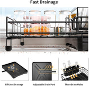 CARLA HOME Expandable Dish Drying Rack with Drainage Spout, Utensil Holder & Drainboardfor Kitchen Countertop V178-36265