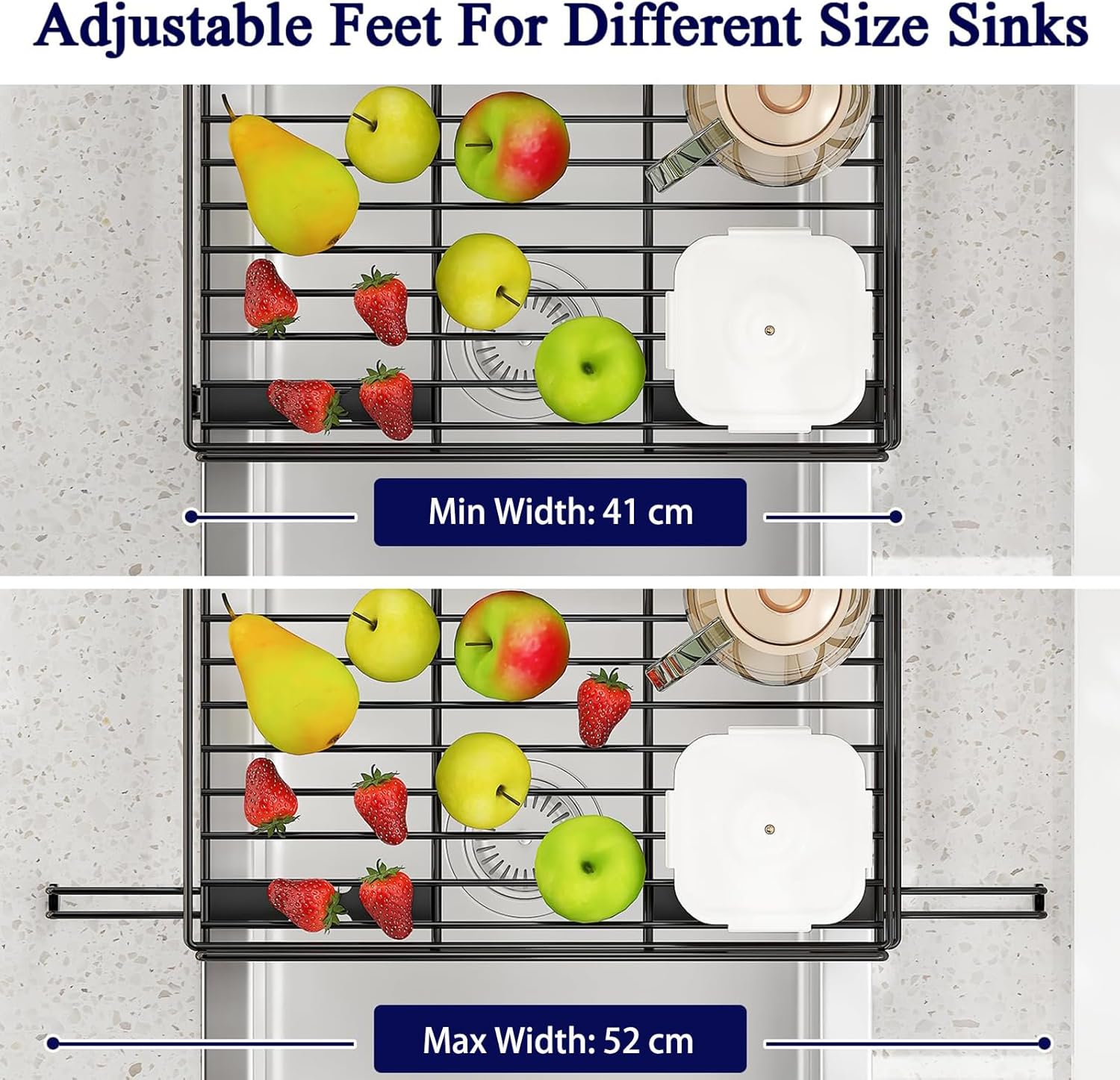 CARLA HOME Expandable Dish Drying Rack with Drainage Spout, Utensil Holder & Drainboardfor Kitchen Countertop V178-36265