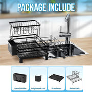 CARLA HOME Expandable Dish Drying Rack with Drainage Spout, Utensil Holder & Drainboardfor Kitchen Countertop V178-36265