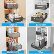 CARLA HOME 2 Pack Pullout Cabinet Kitchen Organizer Drawers with No-Drilling and Adhesive Design for Pantry & V178-36266