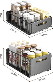 CARLA HOME 2 Pack Pullout Cabinet Kitchen Organizer Drawers with No-Drilling and Adhesive Design for Pantry & V178-36266
