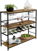 CARLA HOME Large Wine Rack with Glass Holder, Metal Designed Bottle Holder and Wood Countertop for Wine & V178-36267