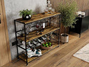 CARLA HOME Large Wine Rack with Glass Holder, Metal Designed Bottle Holder and Wood Countertop for Wine & V178-36267