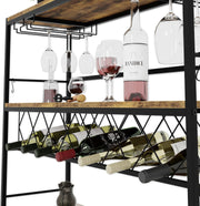 CARLA HOME Large Wine Rack with Glass Holder, Metal Designed Bottle Holder and Wood Countertop for Wine & V178-36267