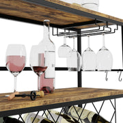 CARLA HOME Large Wine Rack with Glass Holder, Metal Designed Bottle Holder and Wood Countertop for Wine & V178-36267