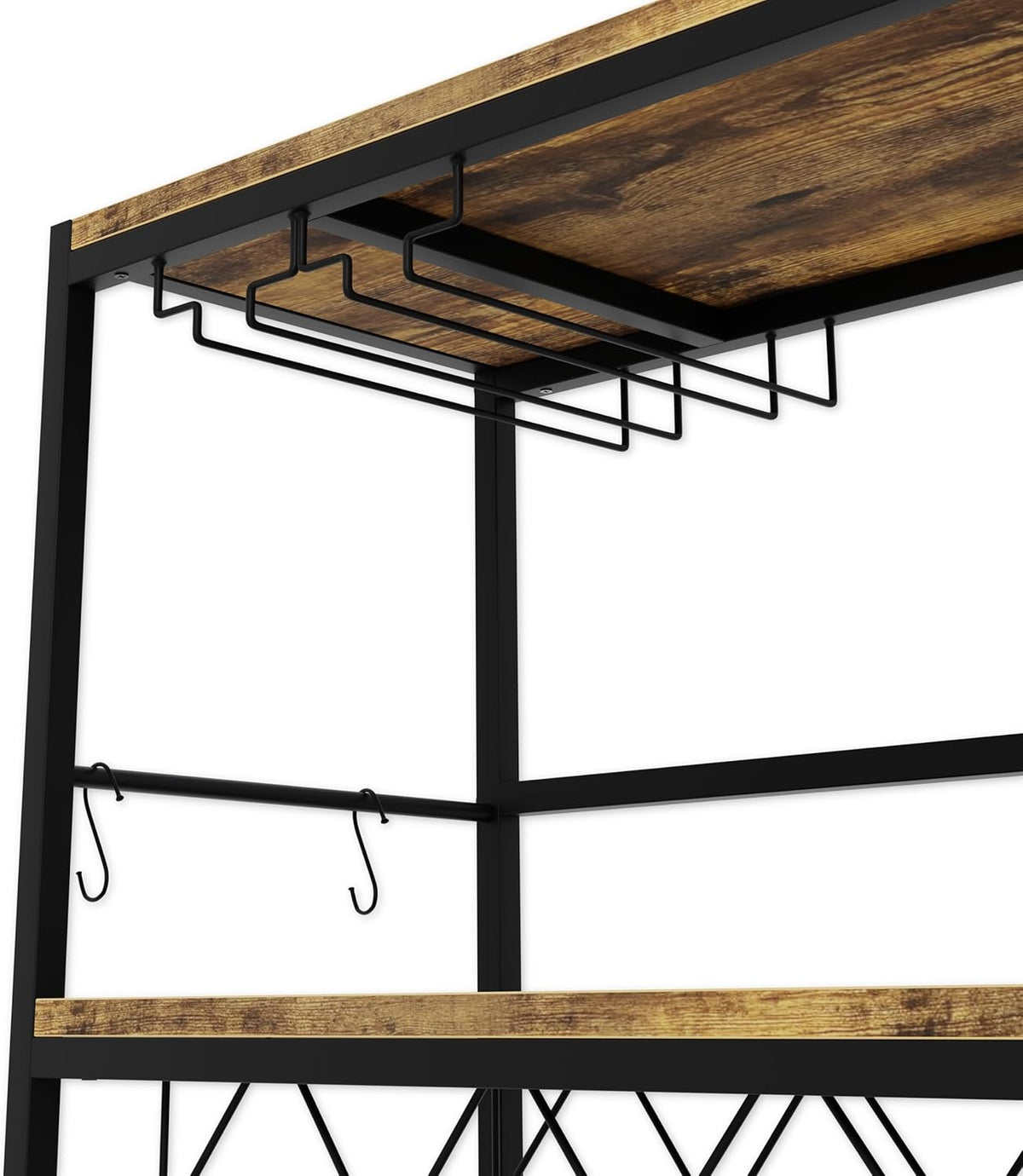 CARLA HOME Large Wine Rack with Glass Holder, Metal Designed Bottle Holder and Wood Countertop for Wine & V178-36267