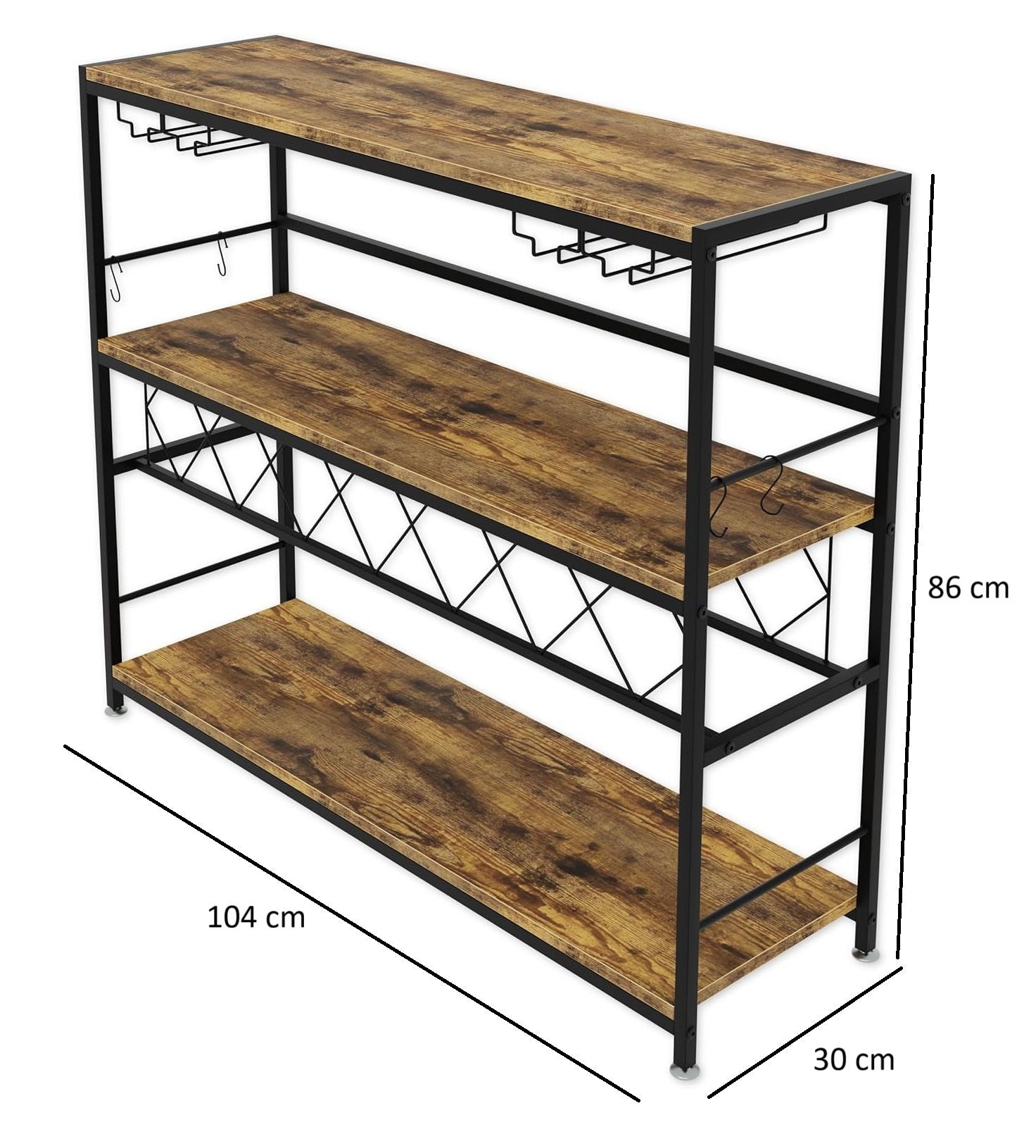 CARLA HOME Large Wine Rack with Glass Holder, Metal Designed Bottle Holder and Wood Countertop for Wine & V178-36267