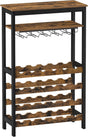 CARLA HOME Large Wine Rack with Glass Holder, Metal Designed Bottle Holder and Wood Countertop up to Wine & V178-36268